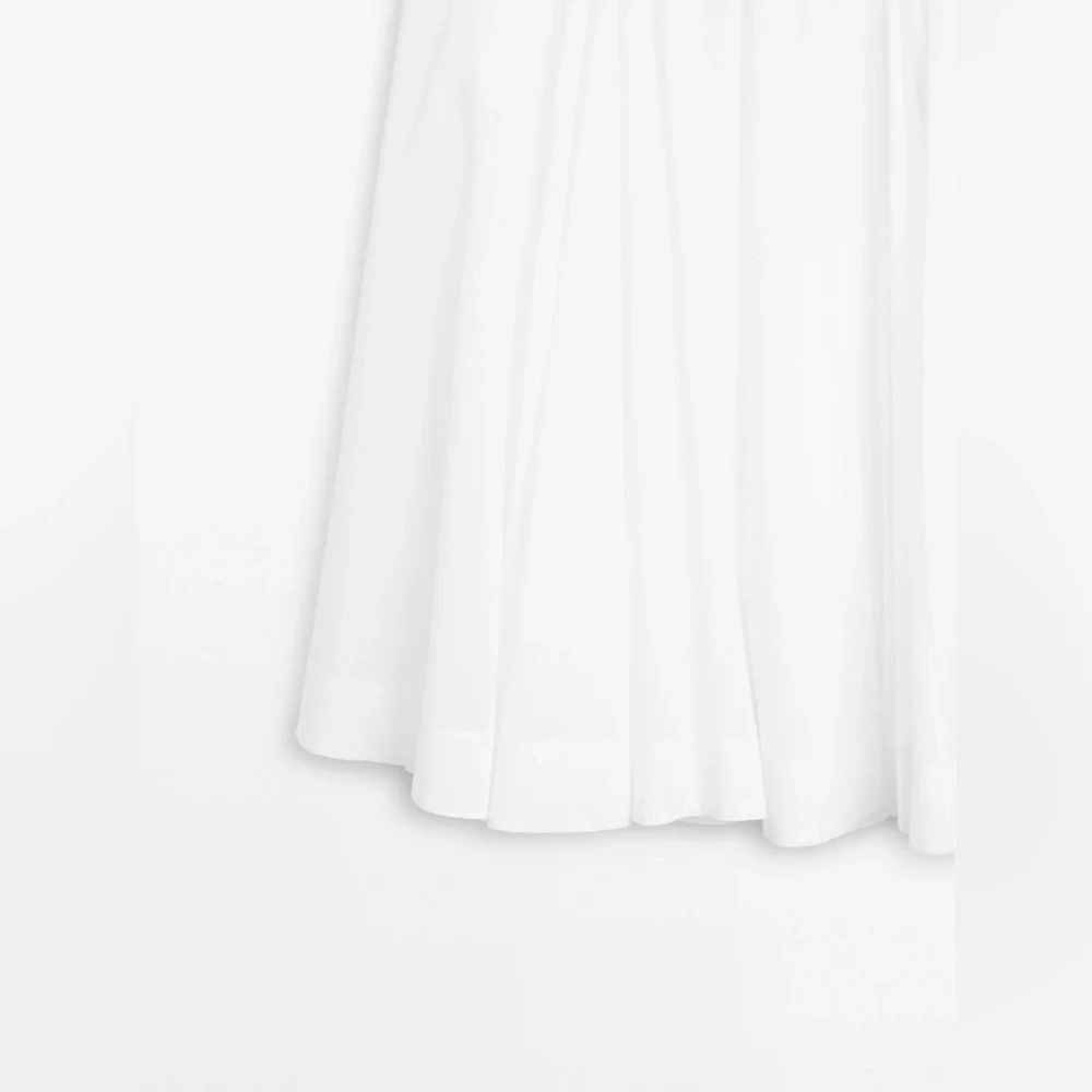 NWT. Massimo Dutti White 100% Cotton Midi Skirt with Yoke Detail. Size 2. - Picture 7 of 12